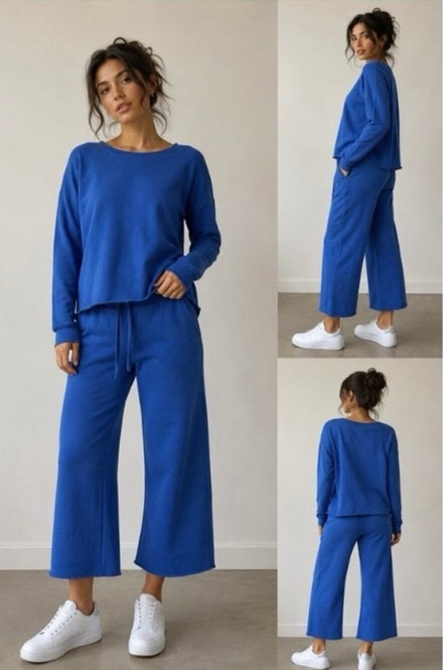 Frank & Eileen Catherine Favorite Cropped Sweatpants in Bluebird Blue